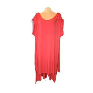 Roaman's Orange Drawstring Sleeve High Low Maxi Tunic Size 2X (26/28).